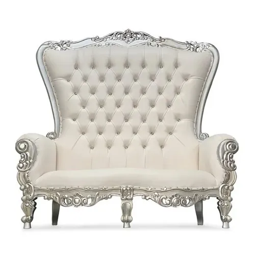 White & Silver Loveseat Throne