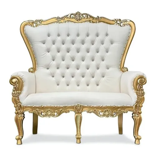 White & Gold Loveseat Throne