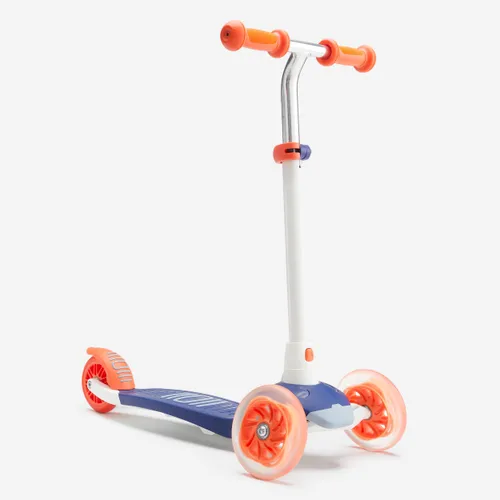 Oxelo 3 wheels scooter, with lights, orange/blue