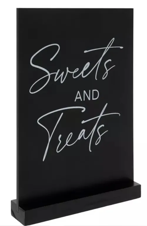 SIGN: black Sweets and Treats stand alone