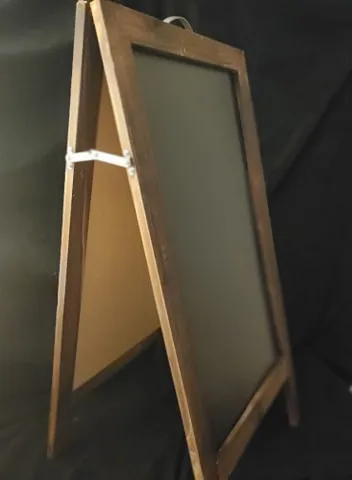 SIGN (FLOOR): large 2 sides chalkboard dark wood frame