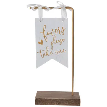 SIGN: small favors please take one pendant wood