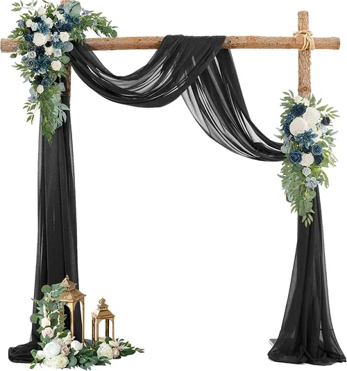 WALL DECOR: set of 2 BLACK DRAPE draping FABRIC 19FT LONG (2 PANELS)