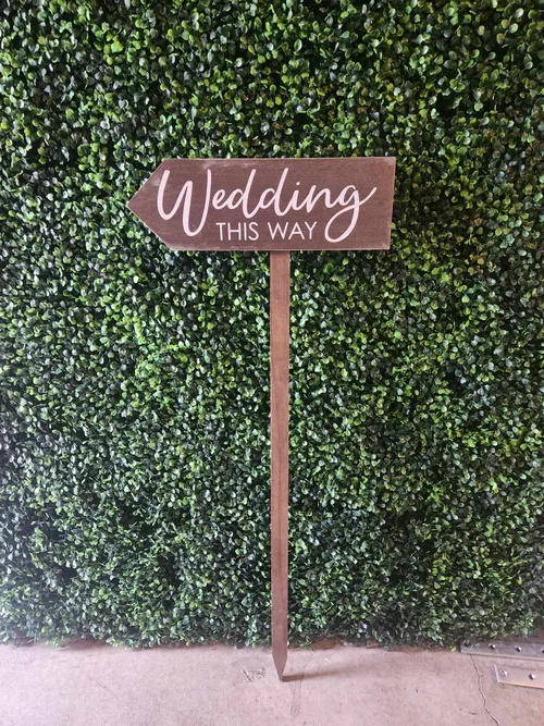 SIGN: wedding this way outdoor wood stake
