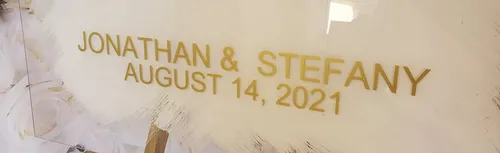 PERSONALIZATION: white acrylic welcome sign