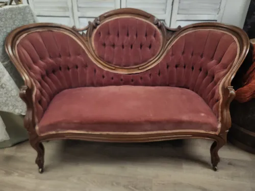 SEATING: Antique settee terra cotta