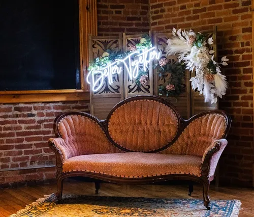 SEATING: Vintage Antiqued BLUSH settee sofa
