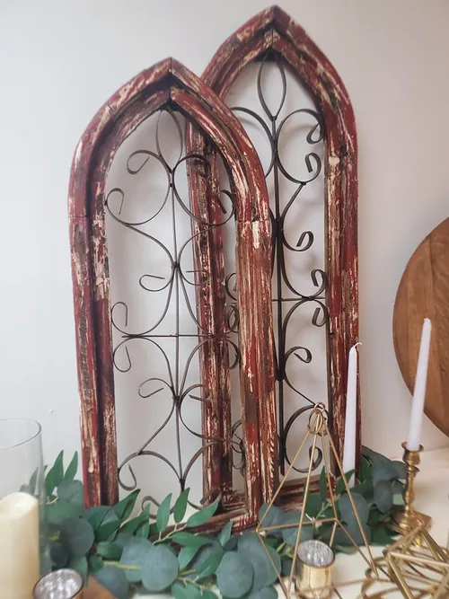 WALL DECOR: rust + cream pointed arches. set of 2 {boho collection ONLY}