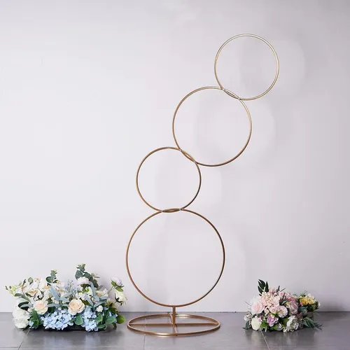 DECOR: 5 foot gold hoop flower stand (set of 2)