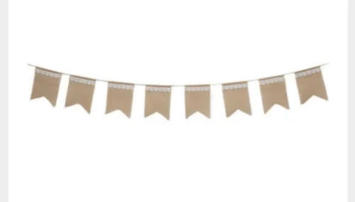 WALL DECOR/TABLESCAPE: Burlap + Lace pennant banner