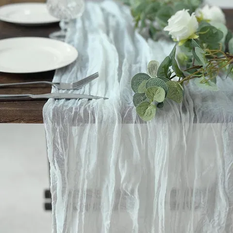 TABLESCAPE: cheesecloth runners / drape, WHITE, CREAM, IVORY, BLUSH, TERRA COTTA, BLACK. CHOOSE COLOR