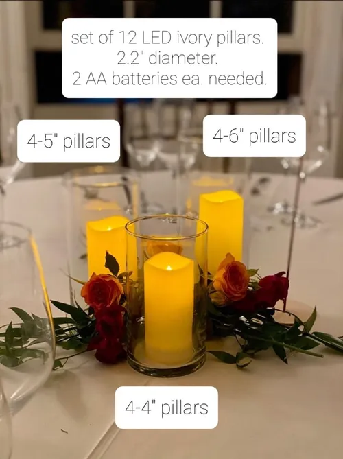 LED: PILLAR IVORY FLAMELESS CANDLES (Set of 12)