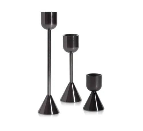 TABLESCAPE: Reversible black modern taper holders cup/triangle [black+white collection}