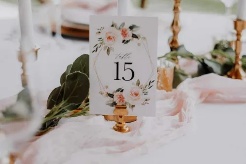 TABLE NUMBERS: pink flowers hexagon paper set 1-25