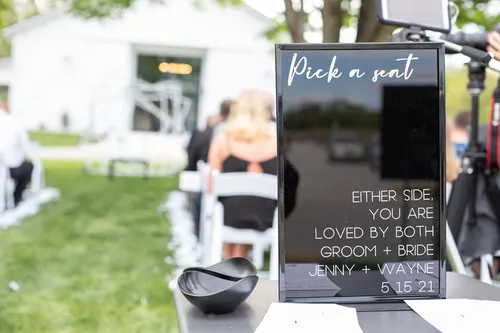 BLACK SIGN: 11 x 17 black acrylic table sign with metal stand [black+white collection]