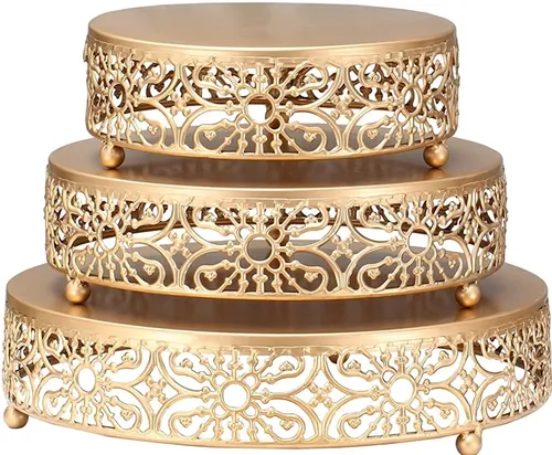 CAKE STAND: elegant cake stands gold  Filigree (set of 3]