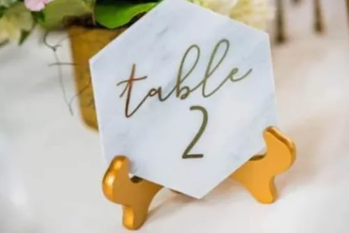 TABLE NUMBERS: hexagon tile gold easels 1-30