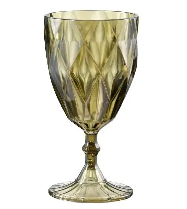 GLASSWARE: Olive green goblets
