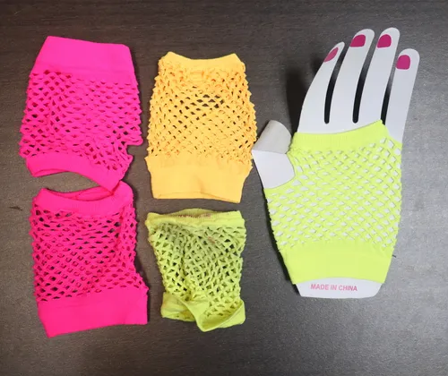 Pairs Fingerless Mesh Neon Gloves