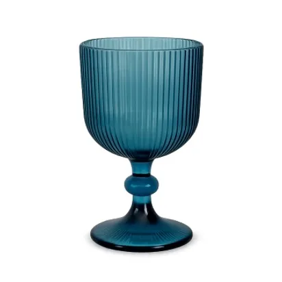 Blue Ribbed Goblet
