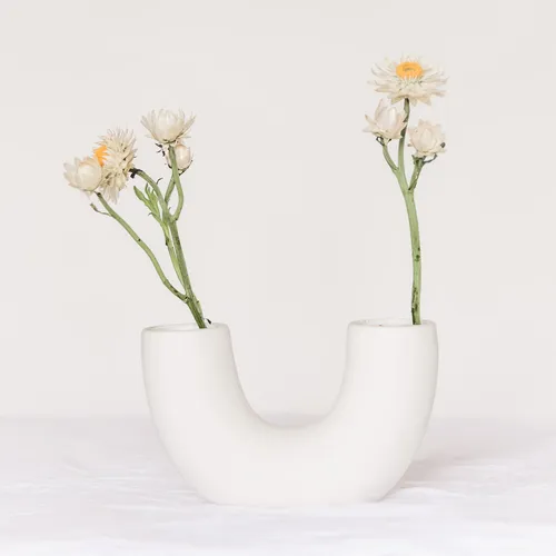 White U Shape Vase