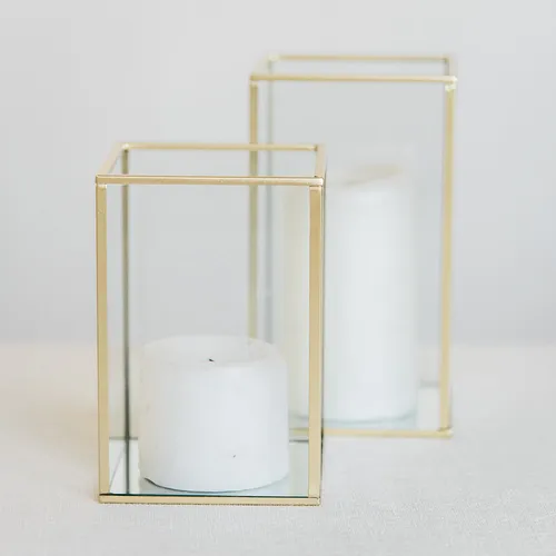 Candle Cube 220mm - gold rimmed