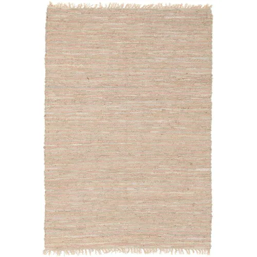 Leather & Jute Nude Rug