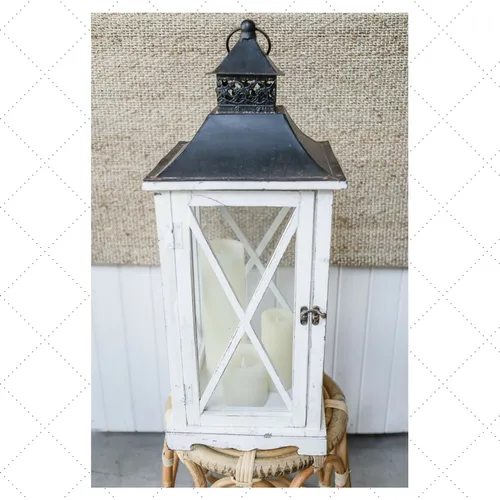 Lantern - White Wash Timber