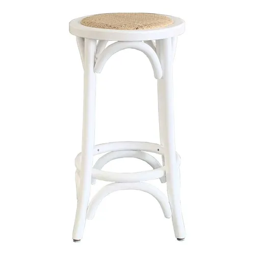 Bar Stool - White Bentwood with Rattan Seat