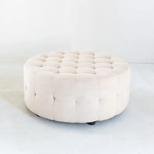 Linen Button Ottoman
