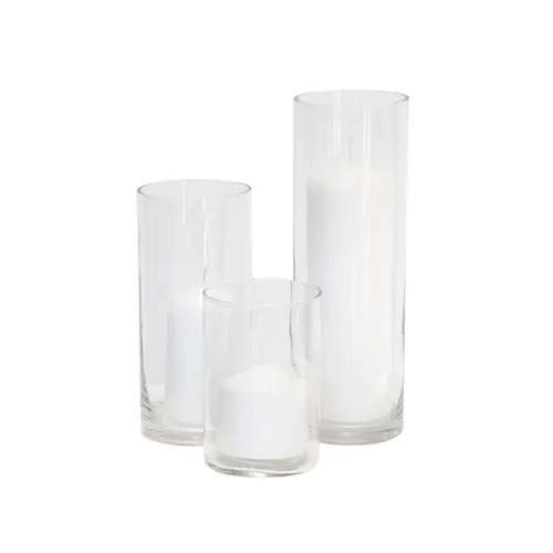 Cylinder Vase - set of three with candles
