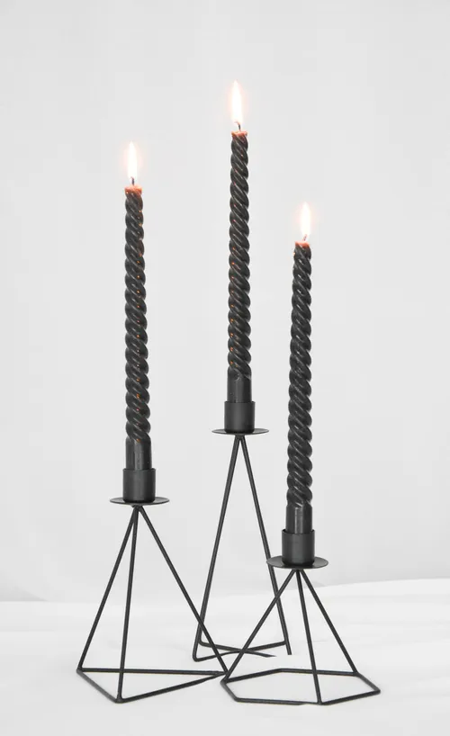 Geometrische kandelaar - dinerkaars - zwart