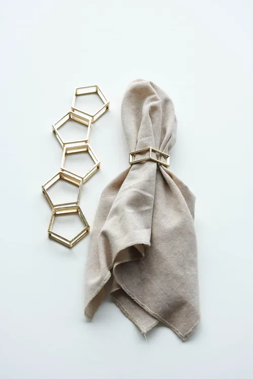 Servetring - goud - hexagon