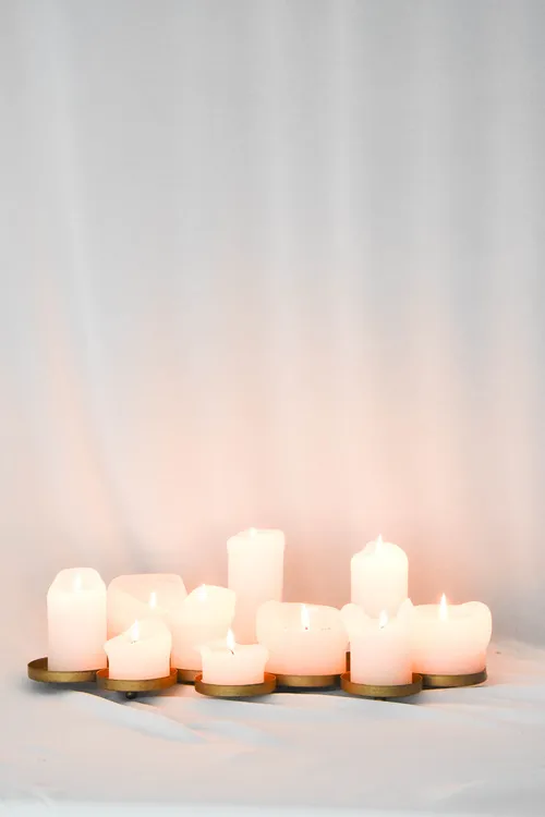 Gouden kaarsenschaal - stompkaars - plat