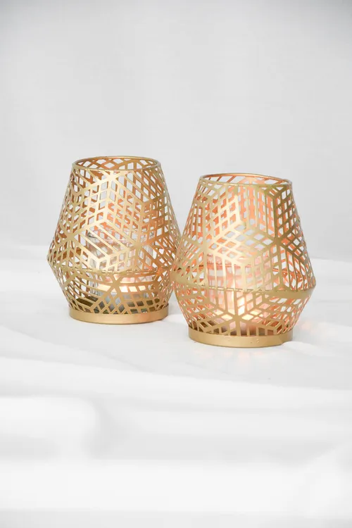 Brass windlicht goud - S