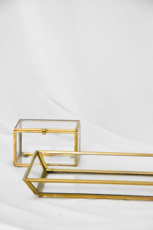 Schaal - rechthoekig - goud - glas