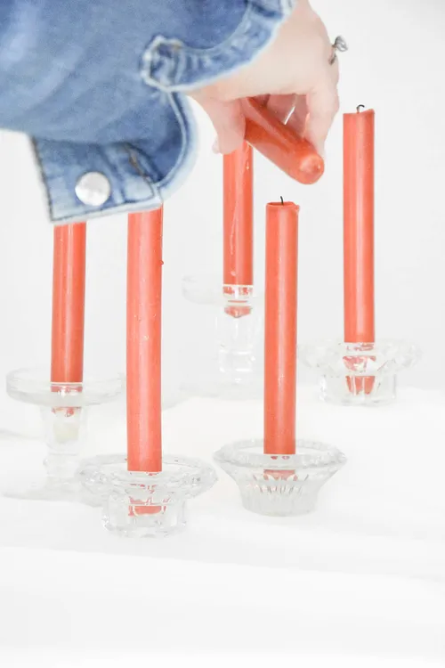 Glazen kandelaar - dinerkaars - laag