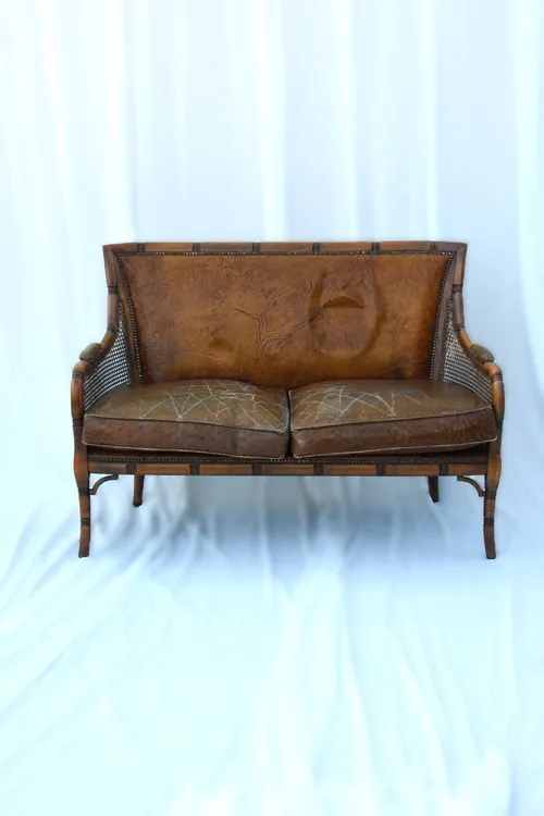 Trouwbankje - congac - rotan details