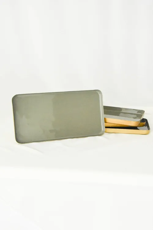 Schaal - rechthoekig - goud - groen - laag