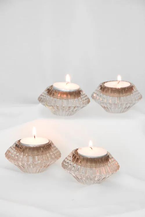 Waxinelichtjes - roze glas - S