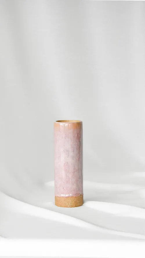 Stenen vaasje roze, hoog