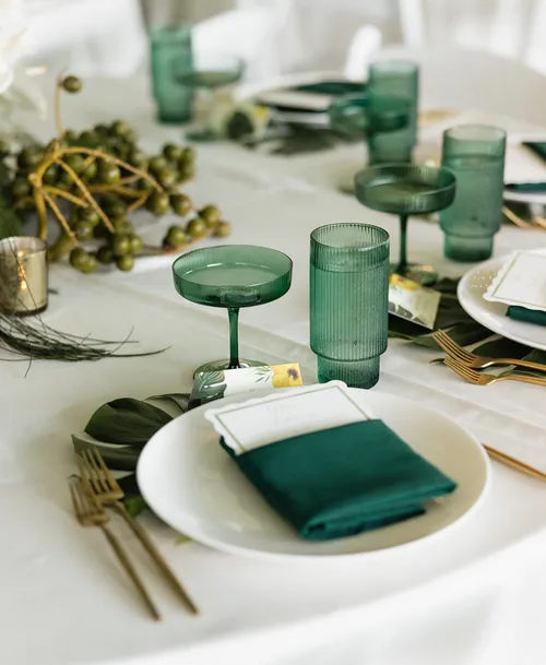 Green Ribbed - Highball Glass