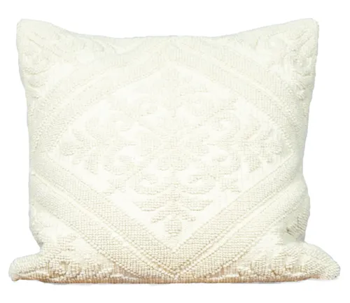 White Ornate Textured Pillow