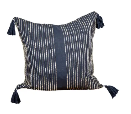 Navy Tassel Pillow