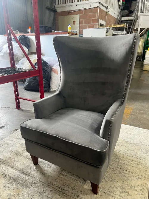 Grey Highback Velvet Chair