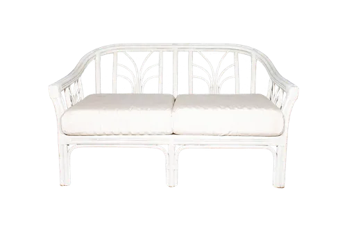 White Rattan Loveseat