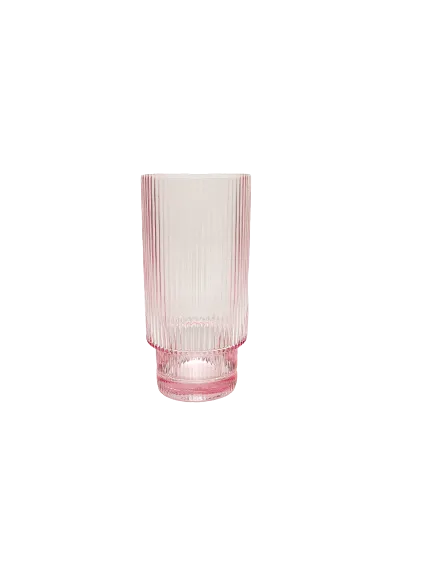 Pink Ribbed - Highball Glass