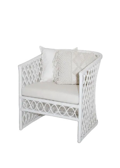 White Rattan Side Chair