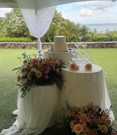 White Tiered Pillars (Set of 3)