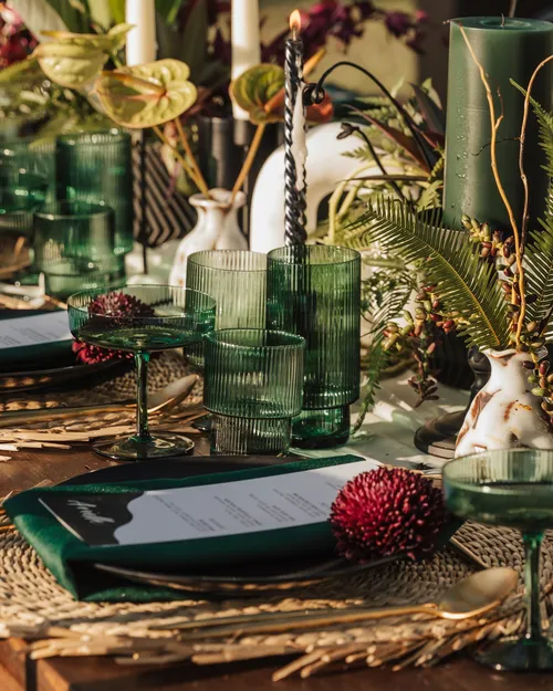 Green Ribbed - Juice Glass